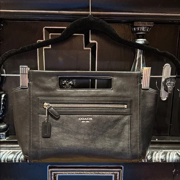 Coach Black Leather Clutch with Silver Hardware NWT! - Picture 1 of 6